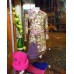 Vestido viscolycra manga comprida com estampas de oncinha e floral na barra